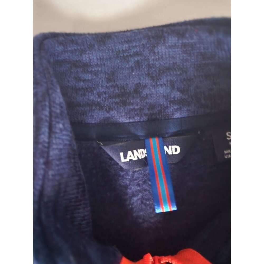 Lands End Kids Boys True Navy Heather Full Zip‎ Front Sweater Fleece Vest Small - Picture 7 of 12